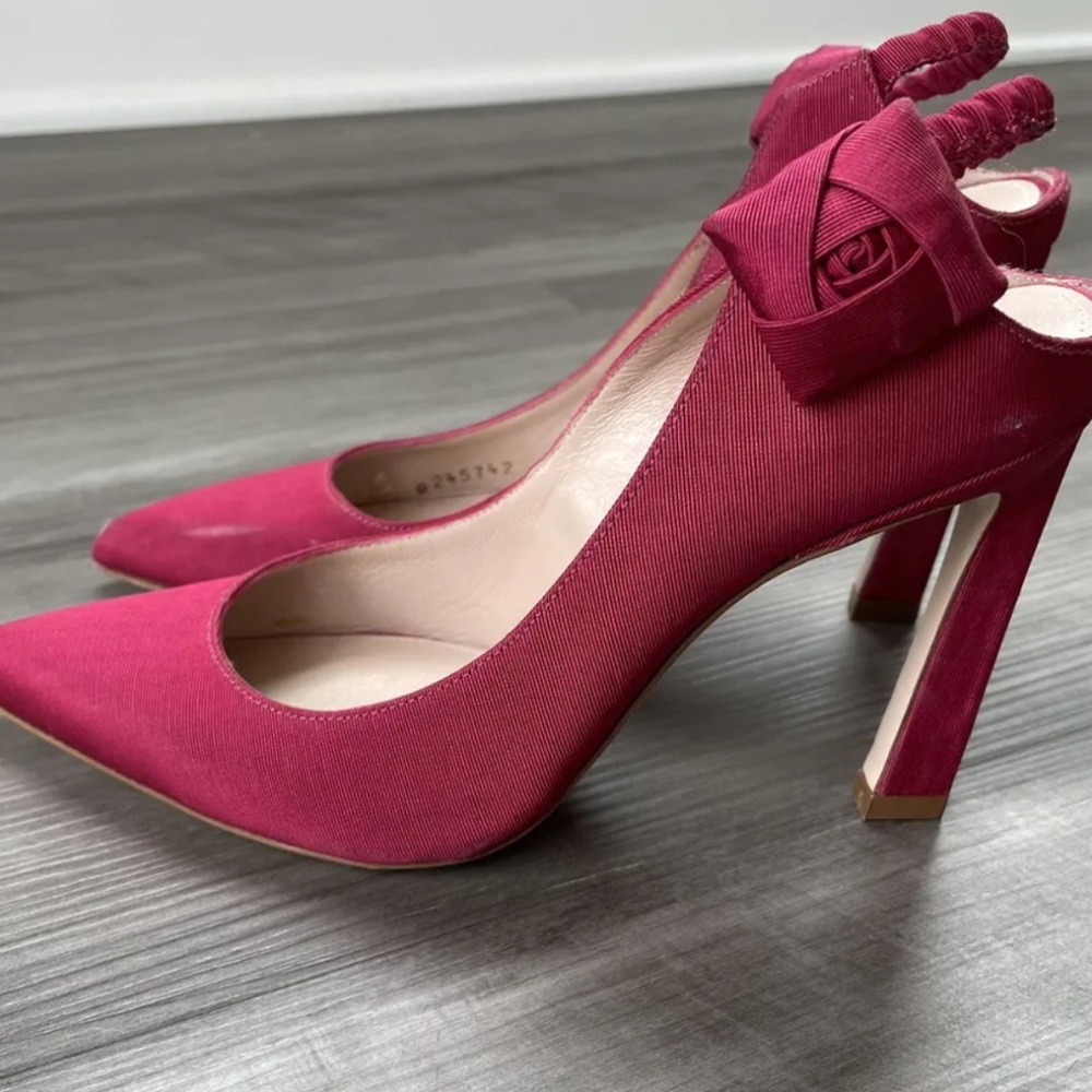 Stuart Weitzman Rossana Grosgrain Slingback Pump Size 5.5 Pink Heels Shoes